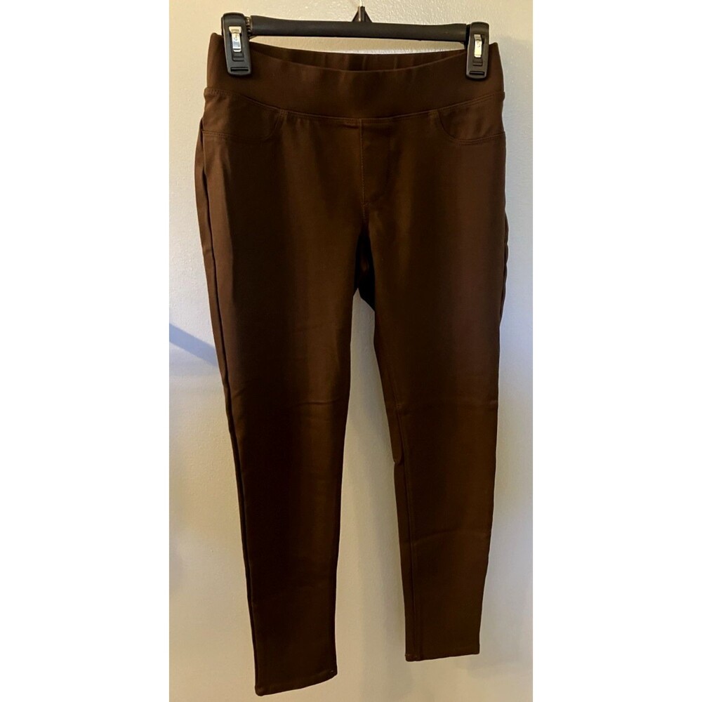 St Johns Bay Womens Skinny Leg Chocolate Brown Leggings Small NWOT